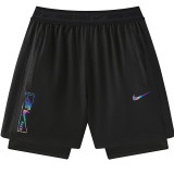 2026 NK Black Double Layered Sports Shorts#N1002金标黑色