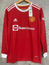 21/22 Man Utd  Home Long Sleeve Retro Soccer Jersey