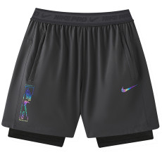 2026 NK Grey Double Layered Sports Shorts#N1002金标灰色