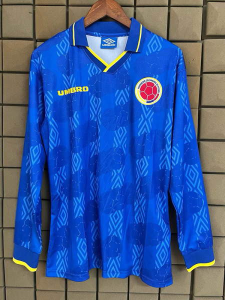 1994 Colombia Away Long Sleeve Retro Soccer Jersey