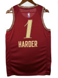23/24 Cavaliers HARDEN #1 City Edition Red Top Quality Hot Pressing Retro NBA Jersey