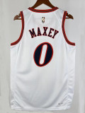 25/26 76ERS MAXEY #0 White Retro Top Quality Hot Pressing Retro NBA Jersey