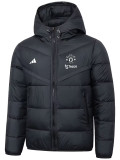 25/26 Man Utd AD White Logo Black Hooded Cotton Coat 连帽棉衣