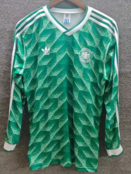 1990 Germany Away Green Long Sleeve Retro Soccer Jersey