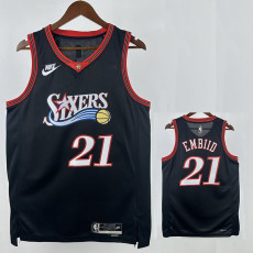 25/26 76ERS EMBIID #21 Black Top Quality Hot Pressing Retro NBA Jersey