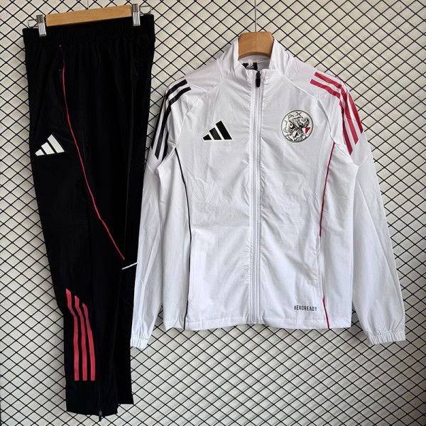 26/27 Ajax Ｗhite Windbreaker Tracksuit