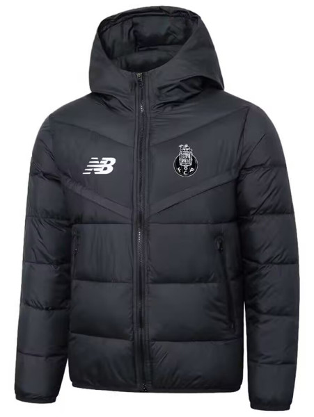 25/26 Porto Black Hooded Cotton Coat 连帽棉衣