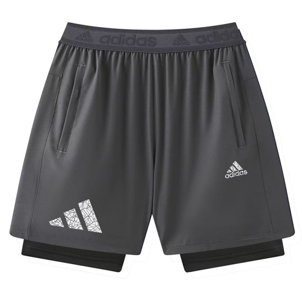 2026 A D Grey Double Layered Sports Shorts#A2001灰色