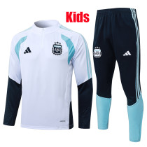 26/27 Argentina White Kids Half Pull Tracksuit ##E26003(童装/半拉链）