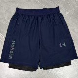 2026 UA Dark Blue Double Layered Sports Shorts#U3002上青