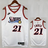 25/26 76ERS EMBIID #21 White Retro Top Quality Hot Pressing Retro NBA Jersey