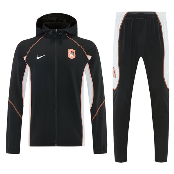26/27 CHE Black Hooded Windbreaker Tracksuit