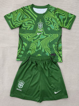 26/27 Brazil Goalkeeper Green Kids Soccer Jersey