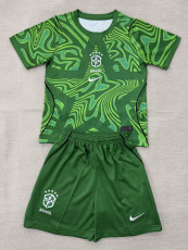 26/27 Brazil Goalkeeper Green Kids Soccer Jersey