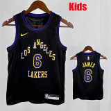 23/24 LAKERS JAMES #6 Black City Edition Kids Top Quality Hot Pressing NBA Jersey(童装)