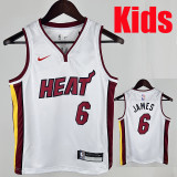 HEAT JAMES #6 White Kids Top Quality Hot Pressing NBA Jersey(V领童装)