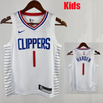 CLIPPERS HARDEN#1 White Kids Top Quality Hot Pressing NBA Jersey(童装)