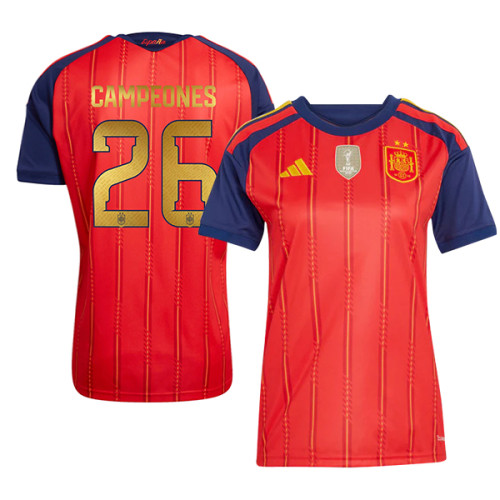 Spain 2026 World Cup Champions 26 Home Women Jersey (2 stars)