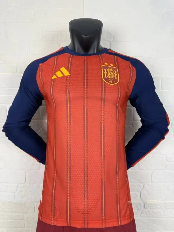 Spain 2026 World Cup Home Long Sleeve Player Man Jersey (2 stars)