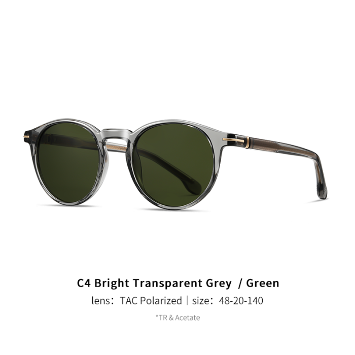 Men's Round Acetate Classic UV400 Polarized Sunglasses 30039
