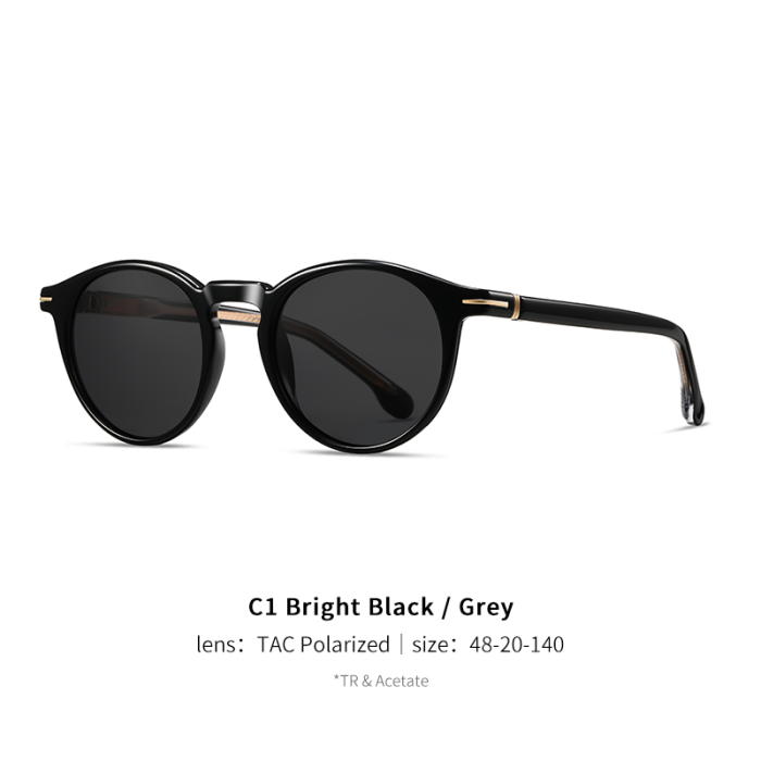 Men's Round Acetate Classic UV400 Polarized Sunglasses 30039