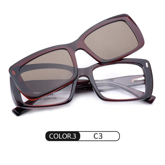 Magnetic Rectangle Clip-On TR90 Polarized Sunglasses 30034