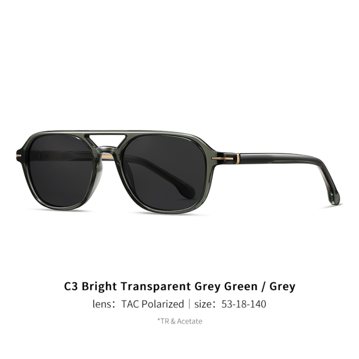 Retro Aviator TR & Acetate Flat Polarized Sunglasses 30040