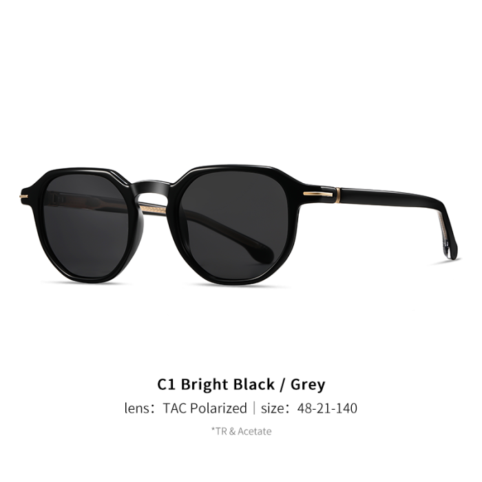 Geometric High Quality Acetate Polarized Sunglasses 30044