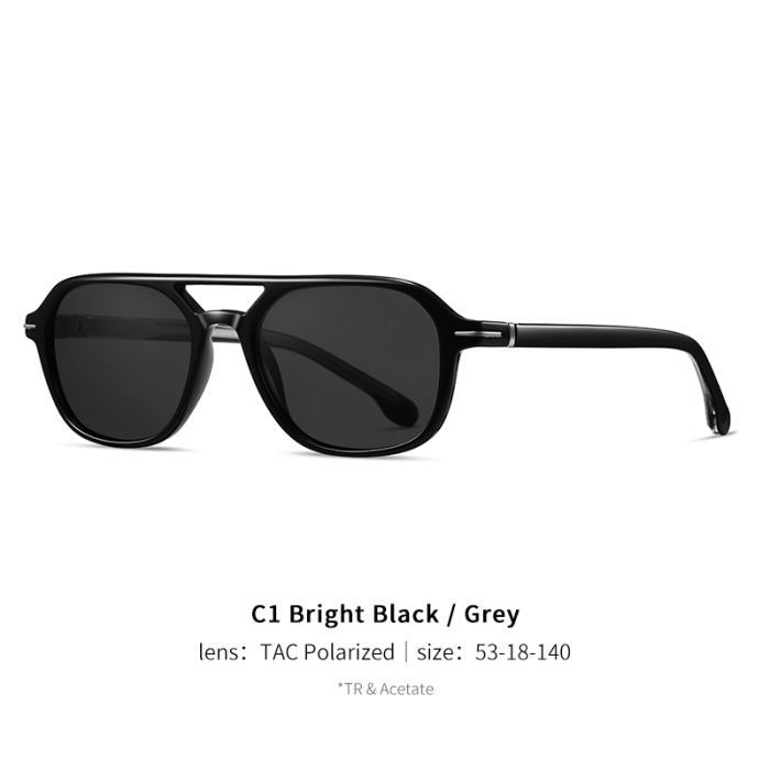 Retro Aviator TR & Acetate Flat Polarized Sunglasses 30040