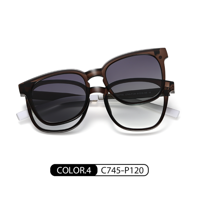 Magnetic Clip-On TR90 Wayfarer Polarized Sunglasses 30045