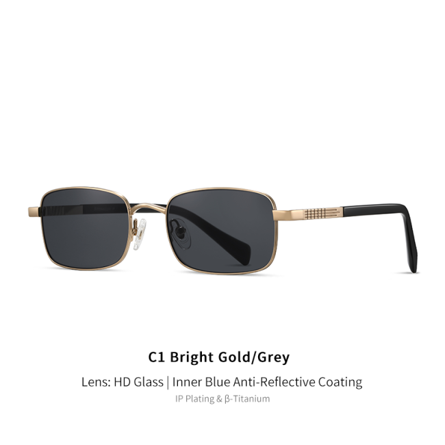 Titanium Anti-Reflective Rectangle Sunglasses 30047