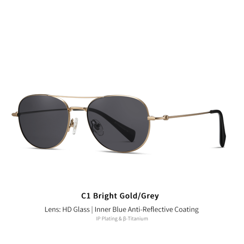 Round Titanium Custom Logo UV400 Aviator Sunglasses 30051