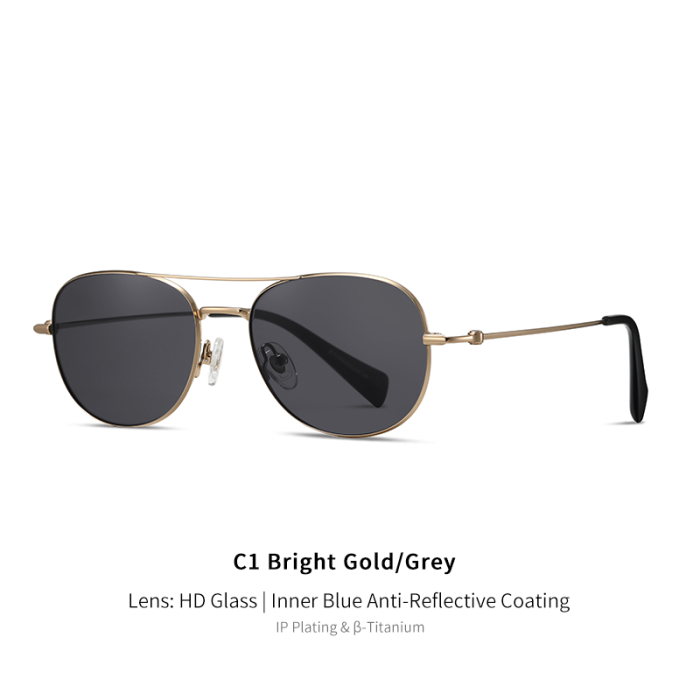 Round Titanium Custom Logo UV400 Aviator Sunglasses 30051