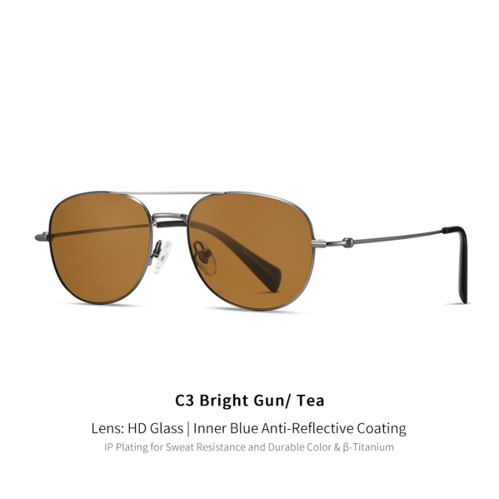 Round Titanium Custom Logo UV400 Aviator Sunglasses 30051