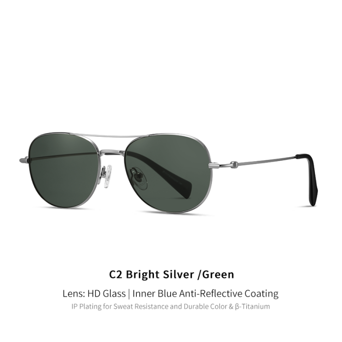Round Titanium Custom Logo UV400 Aviator Sunglasses 30051
