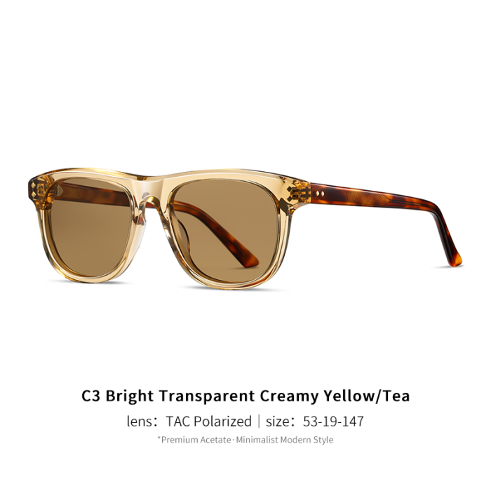 Classic Acetate Square Polarized Sunglasses for Men Women 30062