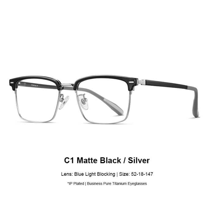 Titanium Browline Anti Blue Light Glasses 30065