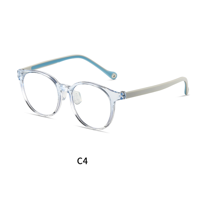 Round Kids Blue Light Blocking Glasses with TR90 + Silicone Frame 30082