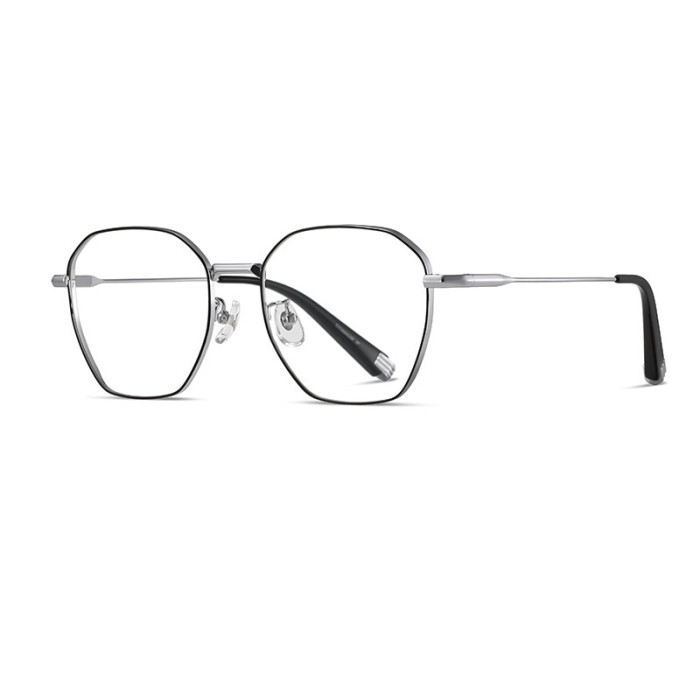 Polygonal Titanium Geometric Blue Light Blocking Glasses 30077