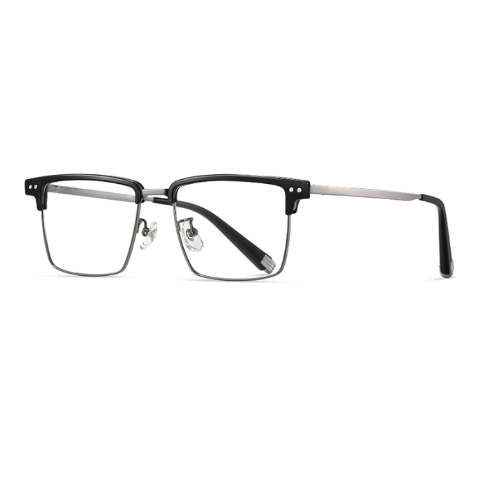 Square Titanium Half-Frame Blue Light Blocking Glasses 30074