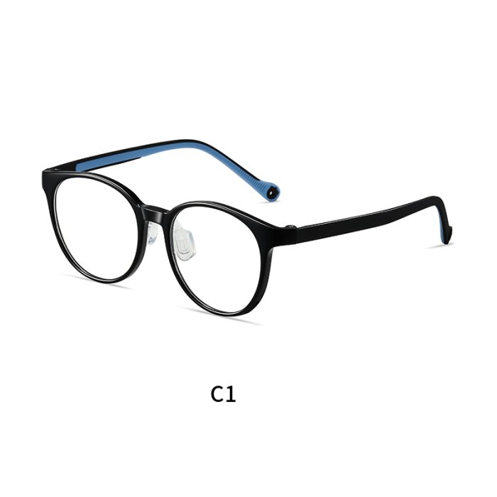 Round Kids Blue Light Blocking Glasses with TR90 + Silicone Frame 30082