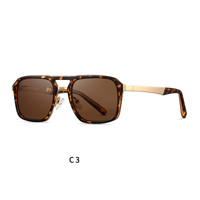 Men's Metal Double Bridge Polarized Sunglasses 30124