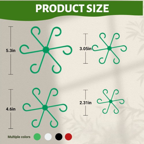 Plant Stem Support,4 Sizes Set,Plastic Stems Holder for Indoor Plants, Reusable Stem stabilizer,Keeps Potted Houseplants Growing Straight