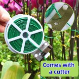 Green Garden Wire, Sturdy Plant Ties for Support with Cutter, Indoor, Outdoor, Home and Office Use