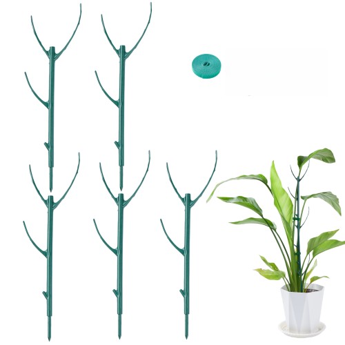5-Pack Adjustable Plant Support Stakes, Stackable Plant Support Poles with Garden Ties and Clips, Suitable for Monstera, Climbing Plants, and Indoor/Outdoor Plants