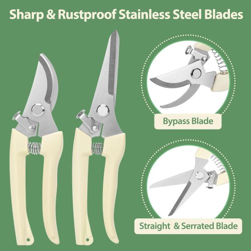 Pruning shears, stainless steel garden clippers, sharp handheld garden scissors, bypass and anvil garden shears, suitable for plants, flowers, and fruit trees