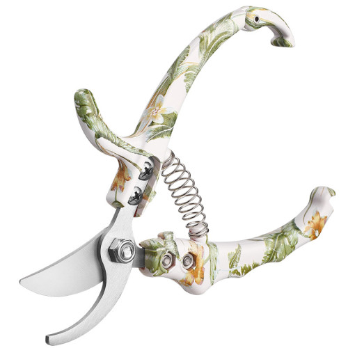Garden Pruning Shears with Floral Printed Handle, Heavy Duty Stainless Steel Hand Pruners for Branches, Flowers, Fruits Harvest