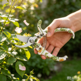 Garden Pruning Shears with Floral Printed Handle, Heavy Duty Stainless Steel Hand Pruners for Branches, Flowers, Fruits Harvest