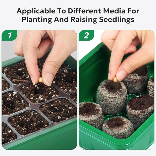 Seedling tray with humidity dome, seed starting tray plant seedling kit with base, mini greenhouse germination kit for seed planting and sprouting