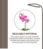 10Pcs Plant Support Stakes with 15 Pcs Plant Clips, Plant Sticks for Indoor and Outdoor Plants, Orchid Clips and Stakes,16inch Tall Bendable Single Stem Flower Stakes Bendable (10, Brown-16inch)